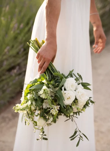 Green and white bridal bouquet
